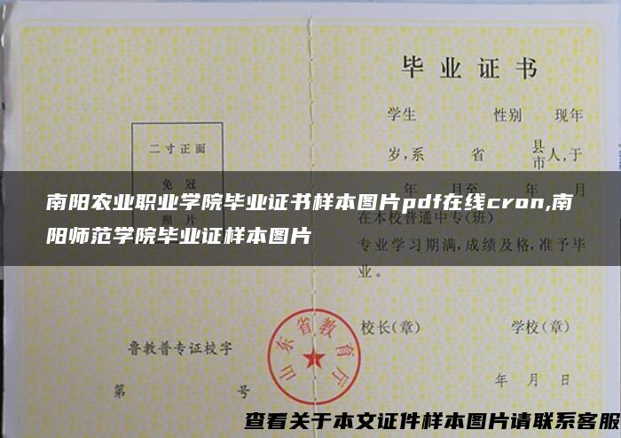 南阳农业职业学院毕业证书样本图片pdf在线cron,南阳师范学院毕业证样本图片