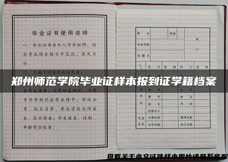 郑州师范学院毕业证样本报到证学籍档案