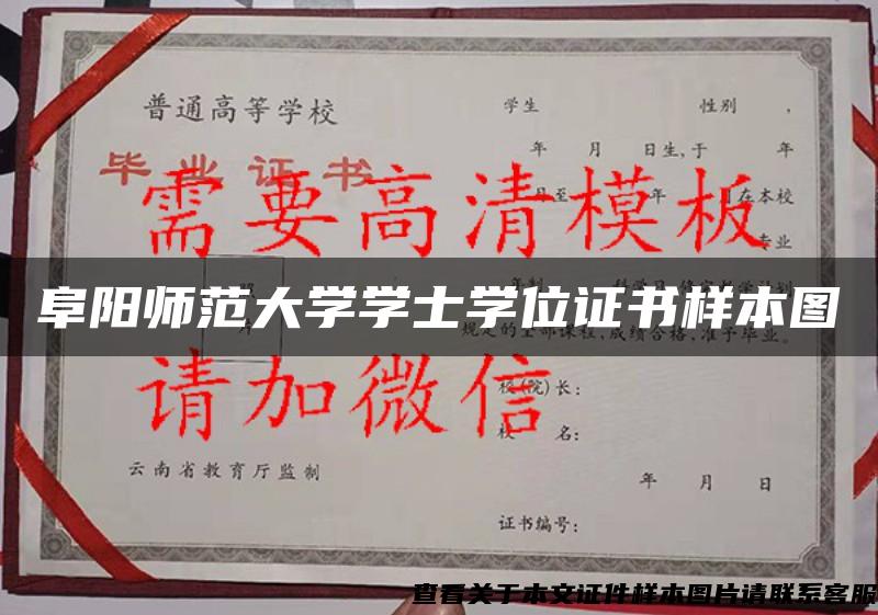 阜阳师范大学学士学位证书样本图