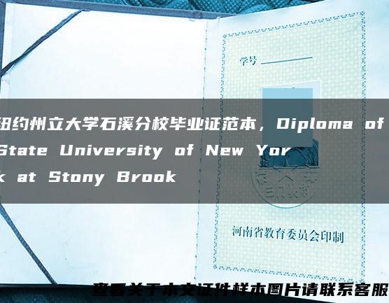 纽约州立大学石溪分校毕业证范本，Diploma of State University of New York at Stony Brook