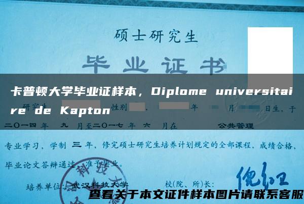 卡普顿大学毕业证样本，Diplome universitaire de Kapton