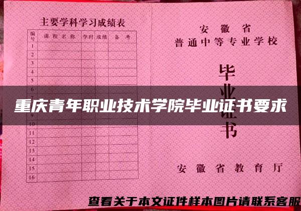 重庆青年职业技术学院毕业证书要求