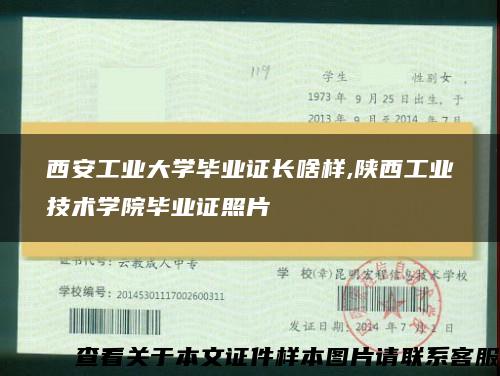 西安工业大学毕业证长啥样,陕西工业技术学院毕业证照片