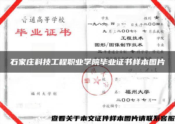 石家庄科技工程职业学院毕业证书样本图片