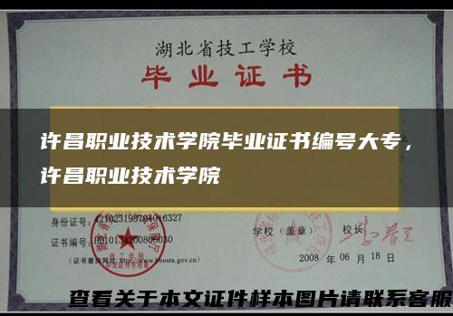 许昌职业技术学院毕业证书编号大专，许昌职业技术学院