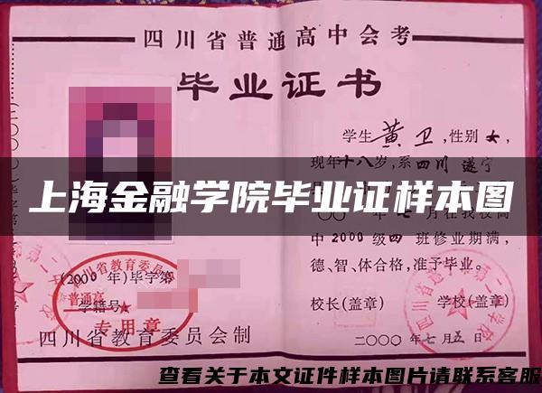 上海金融学院毕业证样本图