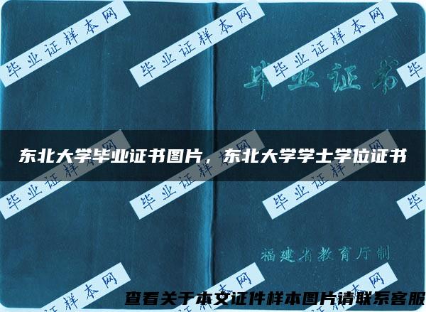 东北大学毕业证书图片，东北大学学士学位证书