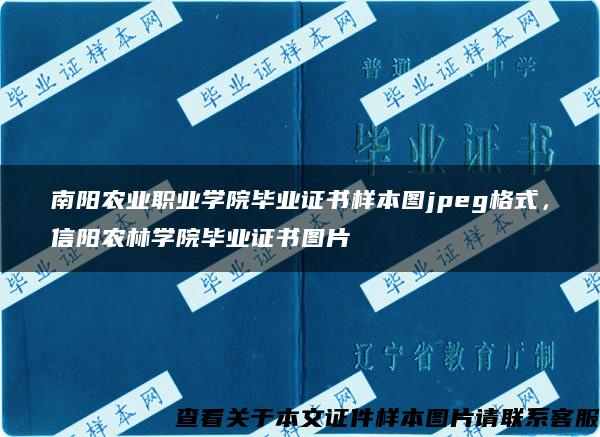 南阳农业职业学院毕业证书样本图jpeg格式，信阳农林学院毕业证书图片