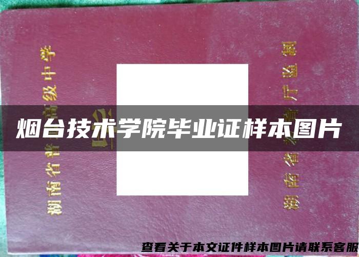 烟台技术学院毕业证样本图片