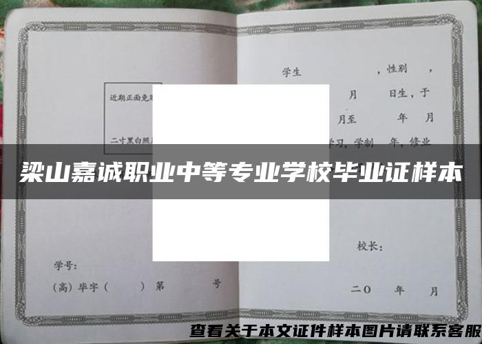 梁山嘉诚职业中等专业学校毕业证样本