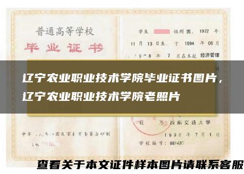 辽宁农业职业技术学院毕业证书图片，辽宁农业职业技术学院老照片