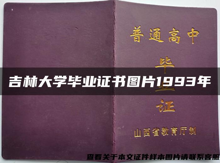 吉林大学毕业证书图片1993年