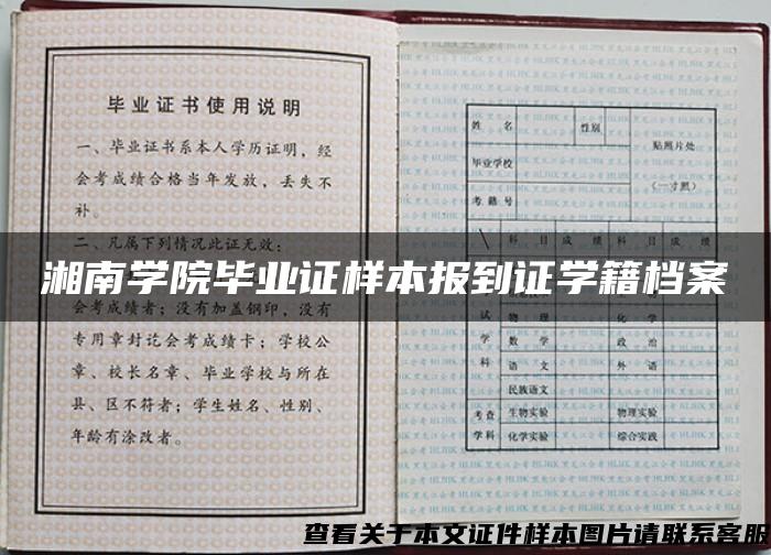 湘南学院毕业证样本报到证学籍档案