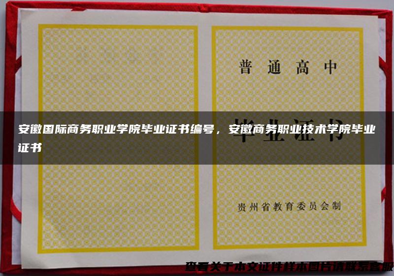 安徽国际商务职业学院毕业证书编号，安徽商务职业技术学院毕业证书