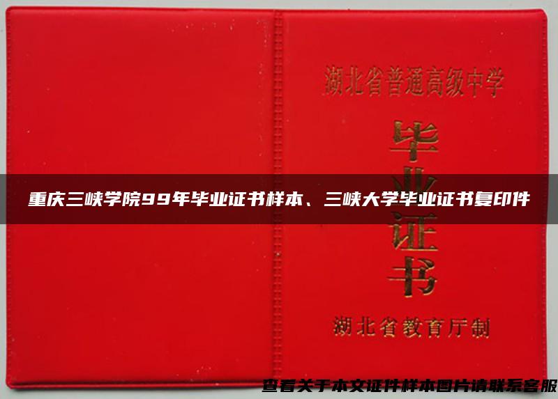 重庆三峡学院99年毕业证书样本、三峡大学毕业证书复印件