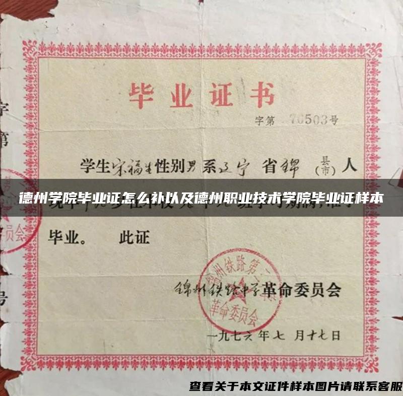 德州学院毕业证怎么补以及德州职业技术学院毕业证样本