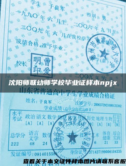 沈阳师联幼师学校毕业证样本npjx