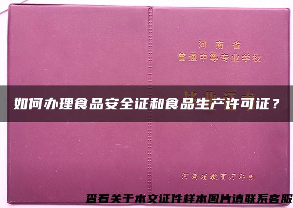 如何办理食品安全证和食品生产许可证？