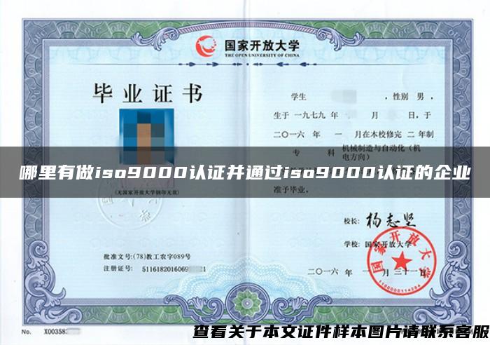 哪里有做iso9000认证并通过iso9000认证的企业