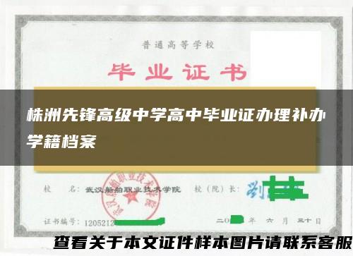 株洲先锋高级中学高中毕业证办理补办学籍档案