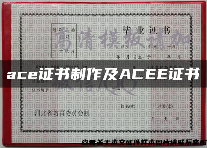 ace证书制作及ACEE证书