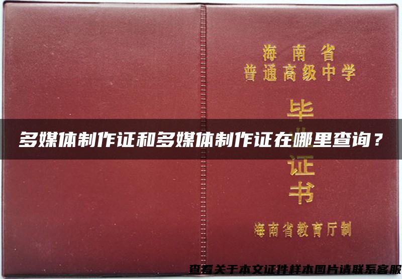 多媒体制作证和多媒体制作证在哪里查询？