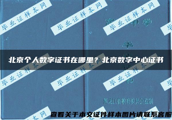 北京个人数字证书在哪里？北京数字中心证书