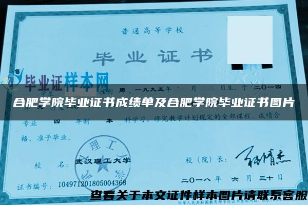 合肥学院毕业证书成绩单及合肥学院毕业证书图片