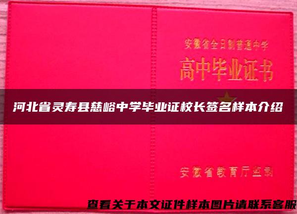 河北省灵寿县慈峪中学毕业证校长签名样本介绍