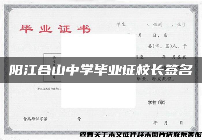 阳江合山中学毕业证校长签名