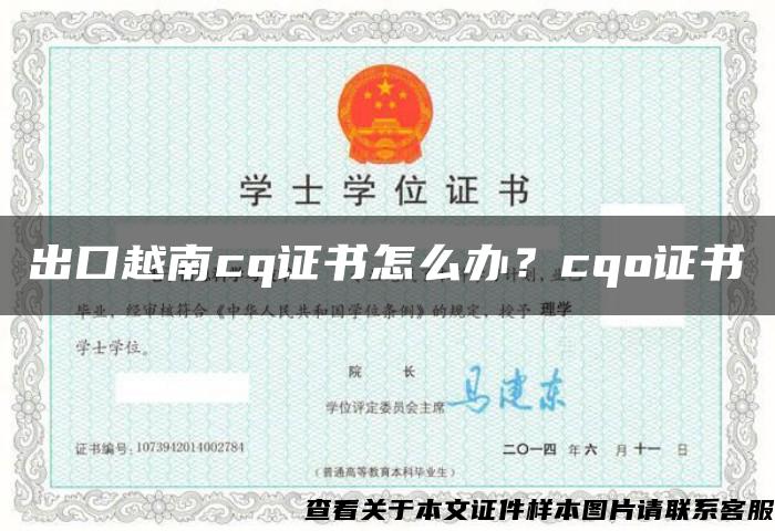 出口越南cq证书怎么办？cqo证书