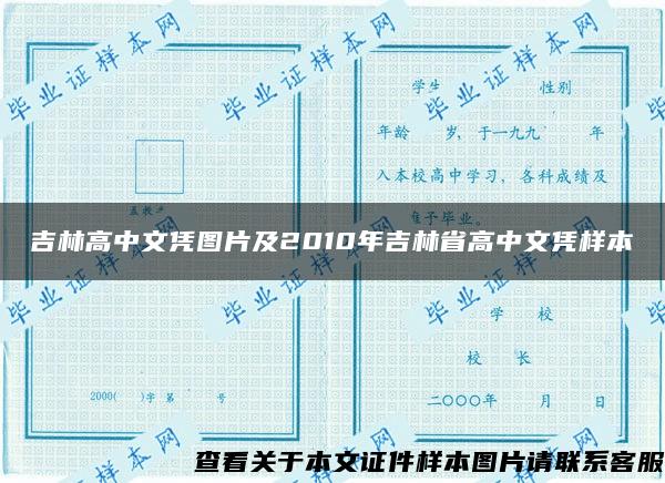 吉林高中文凭图片及2010年吉林省高中文凭样本