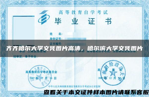 齐齐哈尔大学文凭图片高清，哈尔滨大学文凭图片