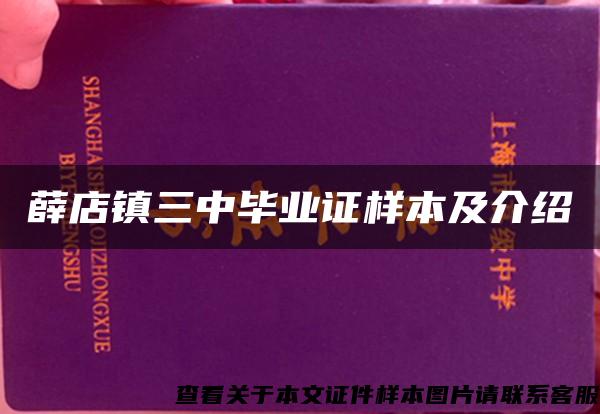 薛店镇三中毕业证样本及介绍