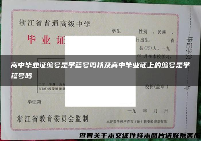 高中毕业证编号是学籍号吗以及高中毕业证上的编号是学籍号吗