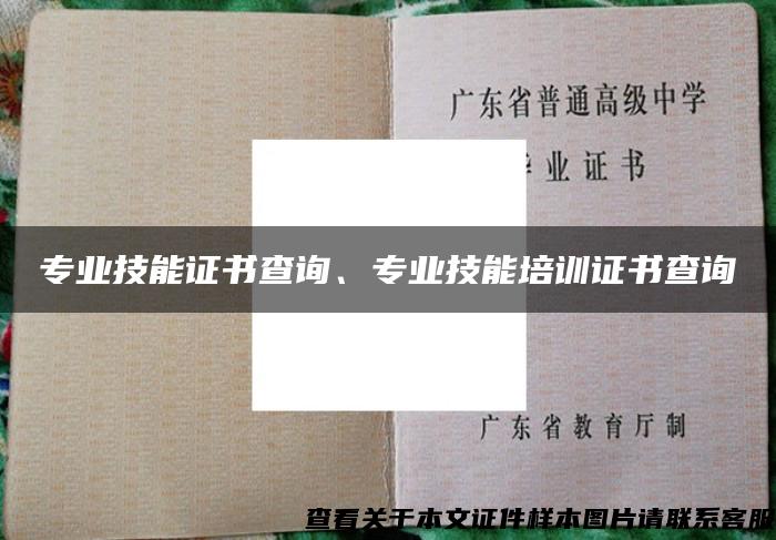 专业技能证书查询、专业技能培训证书查询