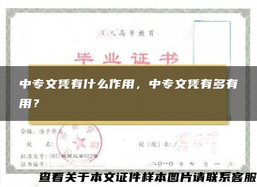 中专文凭有什么作用，中专文凭有多有用？