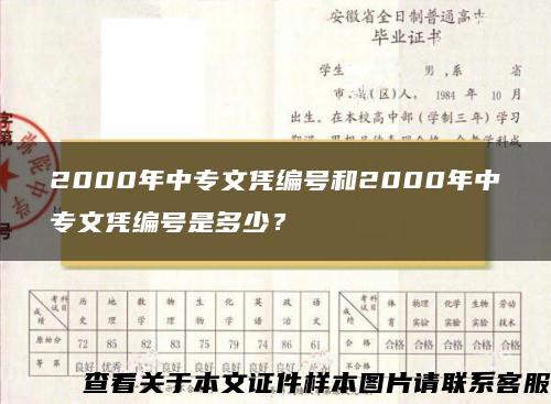 2000年中专文凭编号和2000年中专文凭编号是多少？