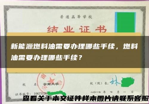 新能源燃料油需要办理哪些手续，燃料油需要办理哪些手续？