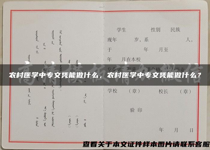 农村医学中专文凭能做什么，农村医学中专文凭能做什么？