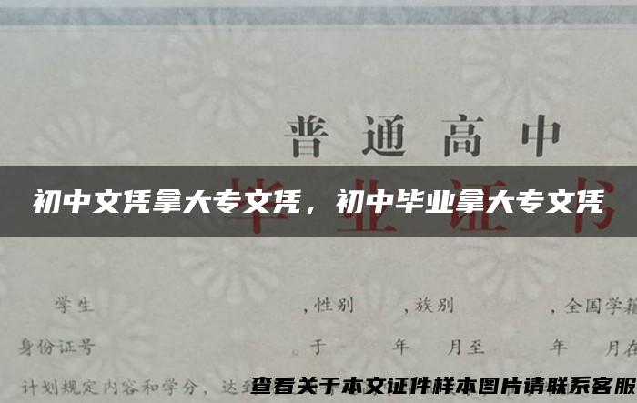 初中文凭拿大专文凭，初中毕业拿大专文凭