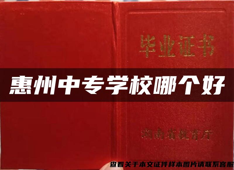 惠州中专学校哪个好