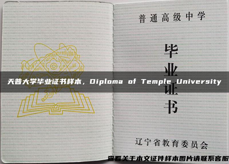 天普大学毕业证书样本，Diploma of Temple University