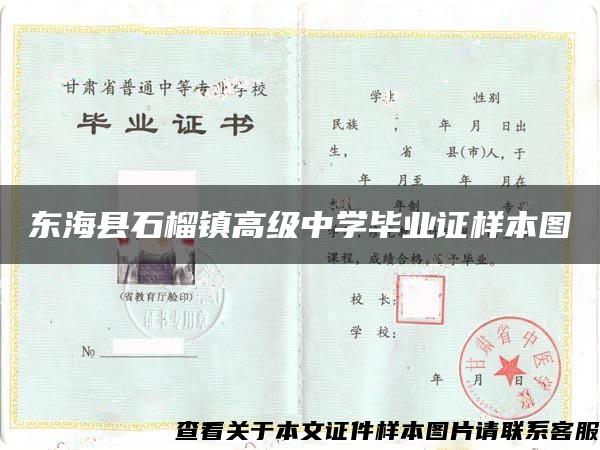 东海县石榴镇高级中学毕业证样本图