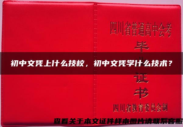 初中文凭上什么技校，初中文凭学什么技术？