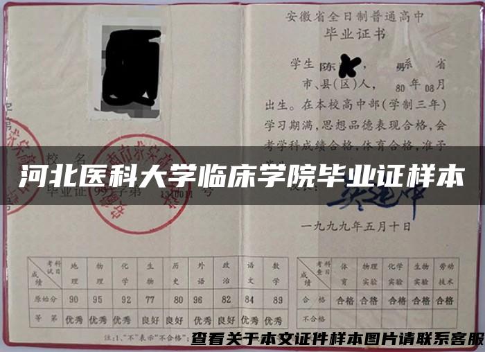 河北医科大学临床学院毕业证样本