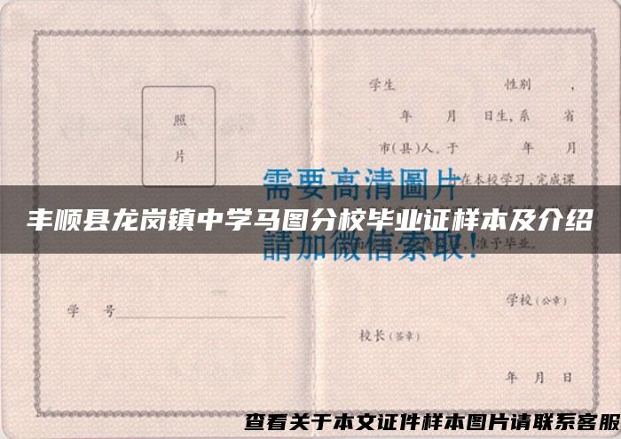 丰顺县龙岗镇中学马图分校毕业证样本及介绍