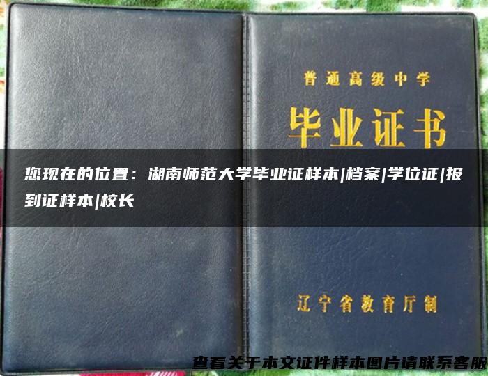 您现在的位置：湖南师范大学毕业证样本|档案|学位证|报到证样本|校长