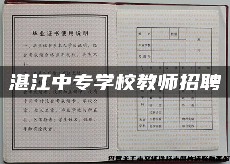 湛江中专学校教师招聘