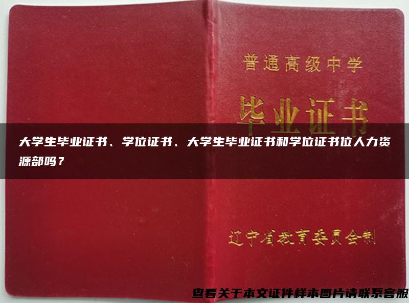 大学生毕业证书、学位证书、大学生毕业证书和学位证书位人力资源部吗？